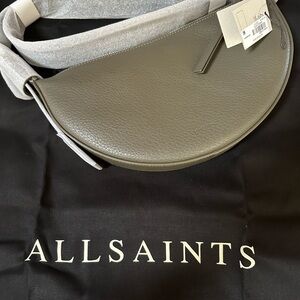 ALL SAINTS / Half Moon Leather Crossbody Bag
